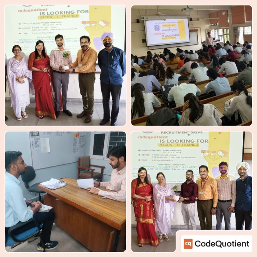 CodeQuotient conducted placement drive at Maharshi Dayanand University Rohtak